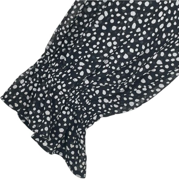 ALLSAINTS Penny Splash Top Size Small Black White Polka Dot Wrap Blouse - Picture 6 of 15